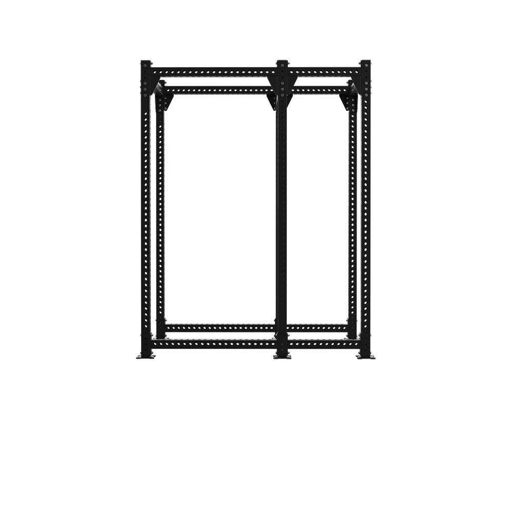 Side profile of the QLI QPC98 power cage, showing three uprights along its 2010mm length