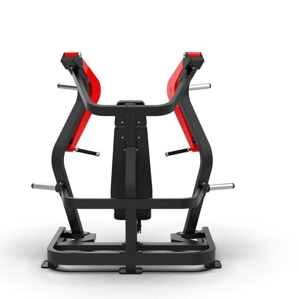 QLI QPCP073 chest press from behind, showing the frame and plate horns