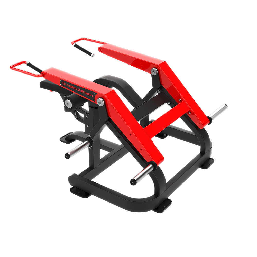 QLI Seated Dip Machine QPSD058 with red dip arms, rubber-coated handles and plate horns