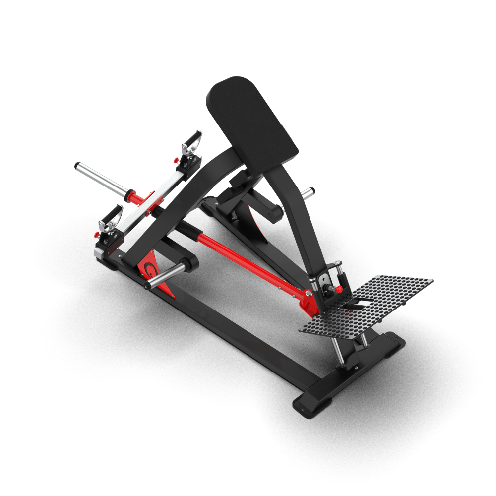 QLI QPTBR86 T-bar row from a high angle, showing the chest pad, grip handles and footplate