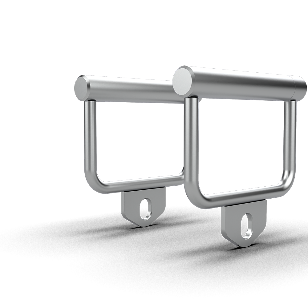 QLI Stirrup Handle QSH006, chrome stirrup handles with welded attachment tabs
