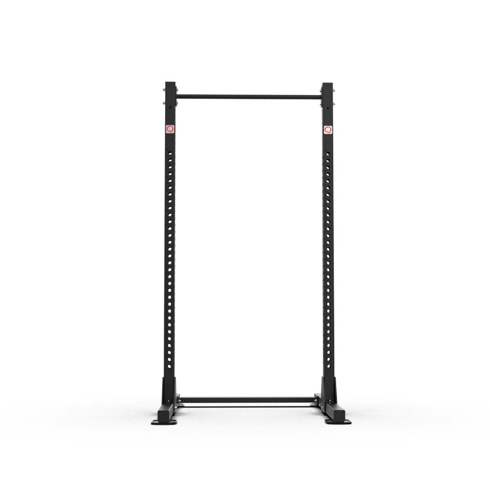 QLI QSPX1 squat stand from the front, showing the pull-up bar and floor crossbar
