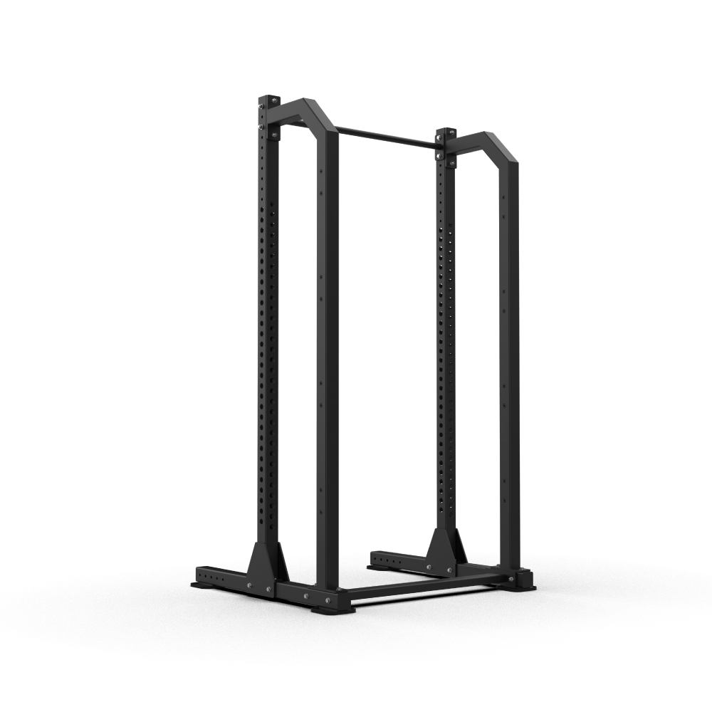 QLI QSPX2 half rack three-quarter view, showing the base and rear floor crossbar