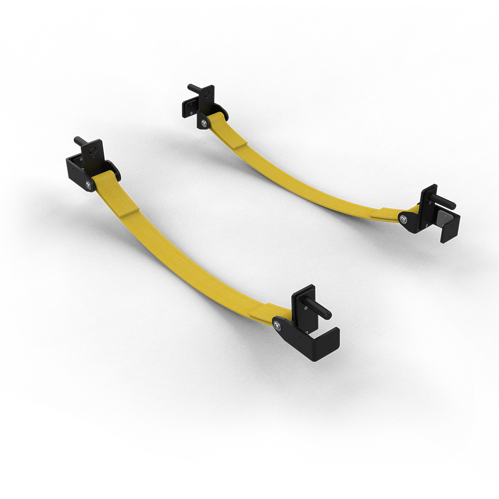 QLI Safety Rack Strap Set QSRS49, two yellow safety straps with black steel end mounts
