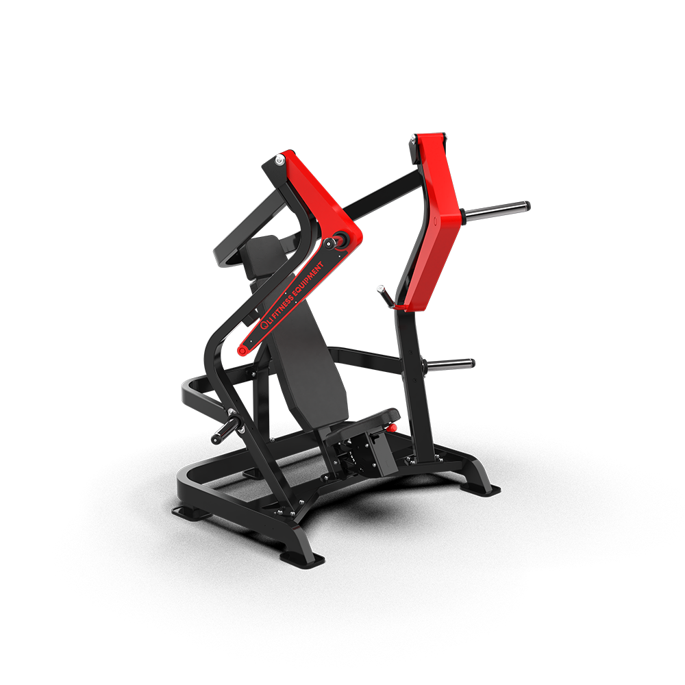 QLI Wide Chest Press QWCP072 from the front, showing the seat and wide red press arms