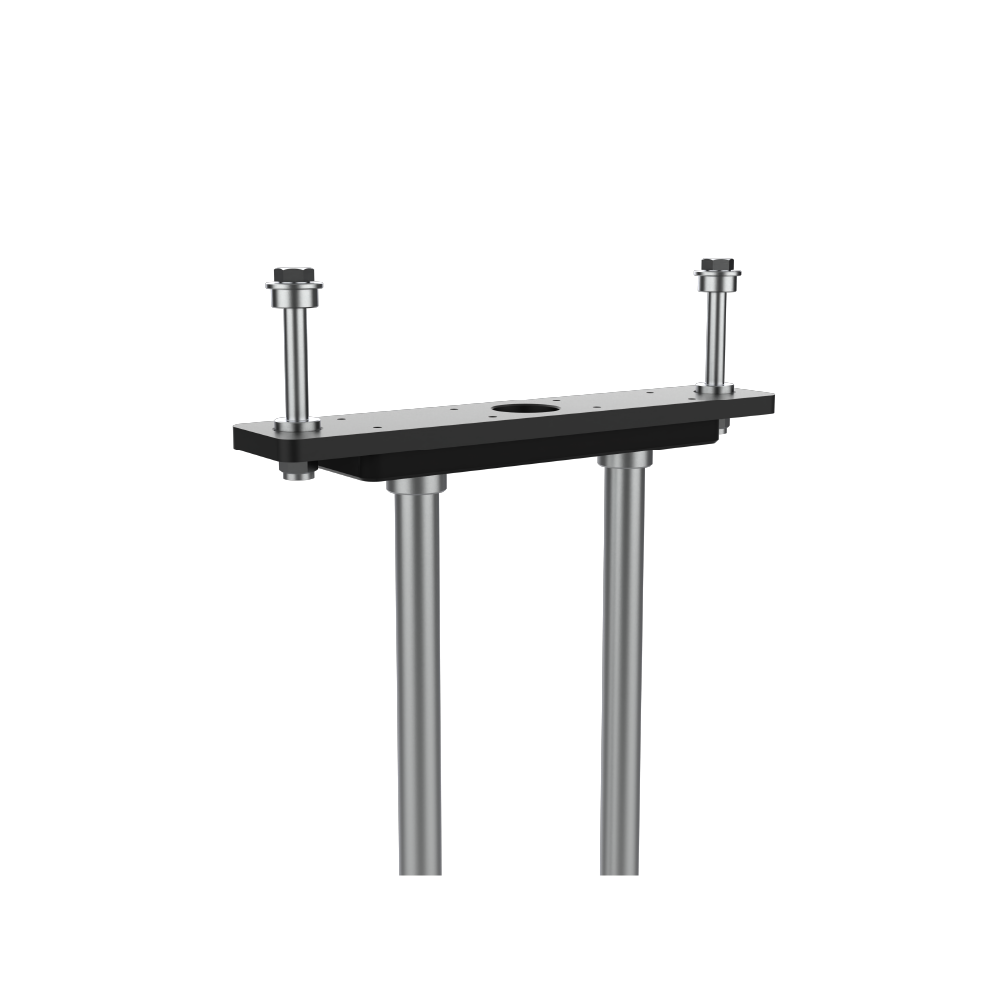 Close-up of the QLI QWSS9 top plate and guide rod mounts