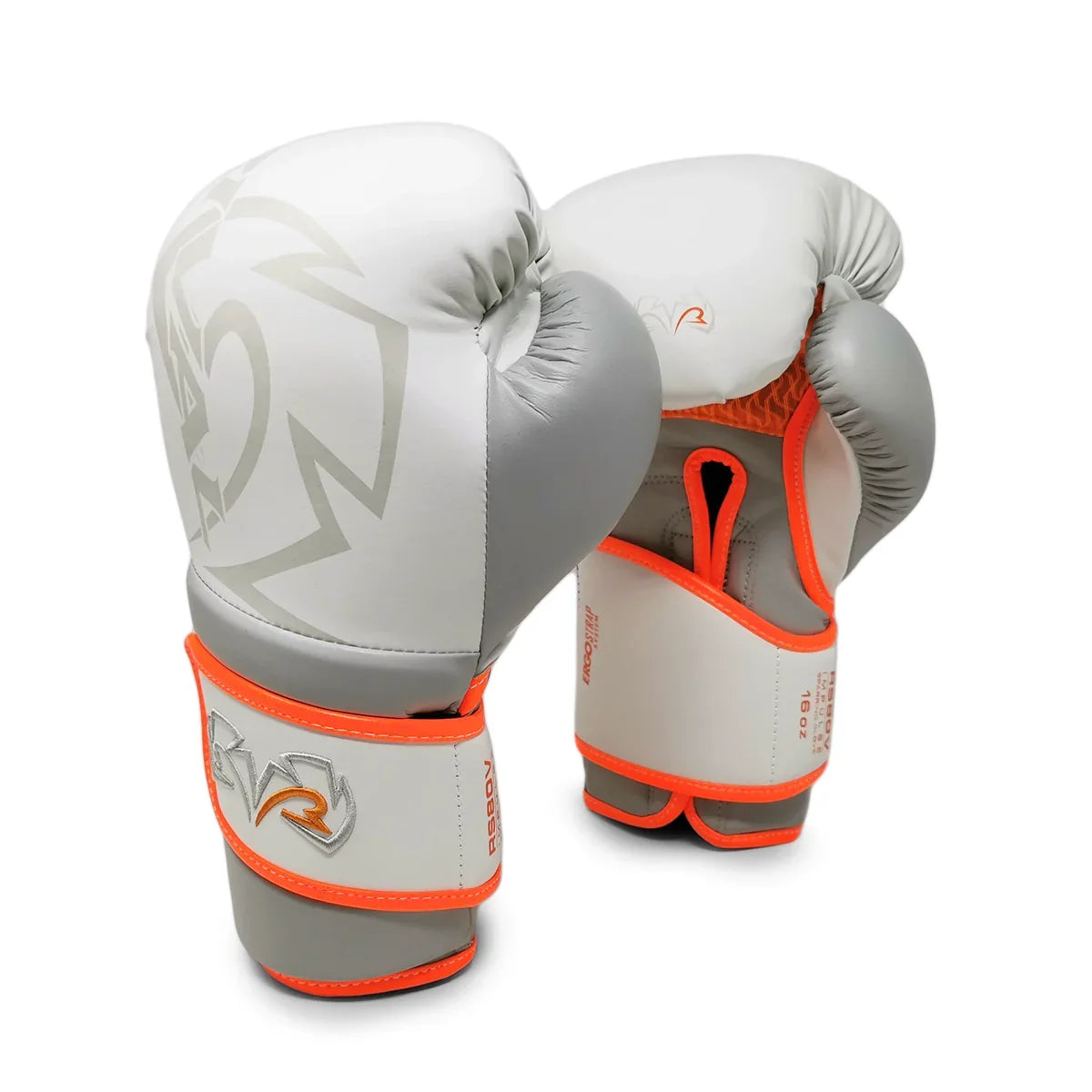 Rival RS80V Impulse sparring gloves white and orange palm view with mesh panel