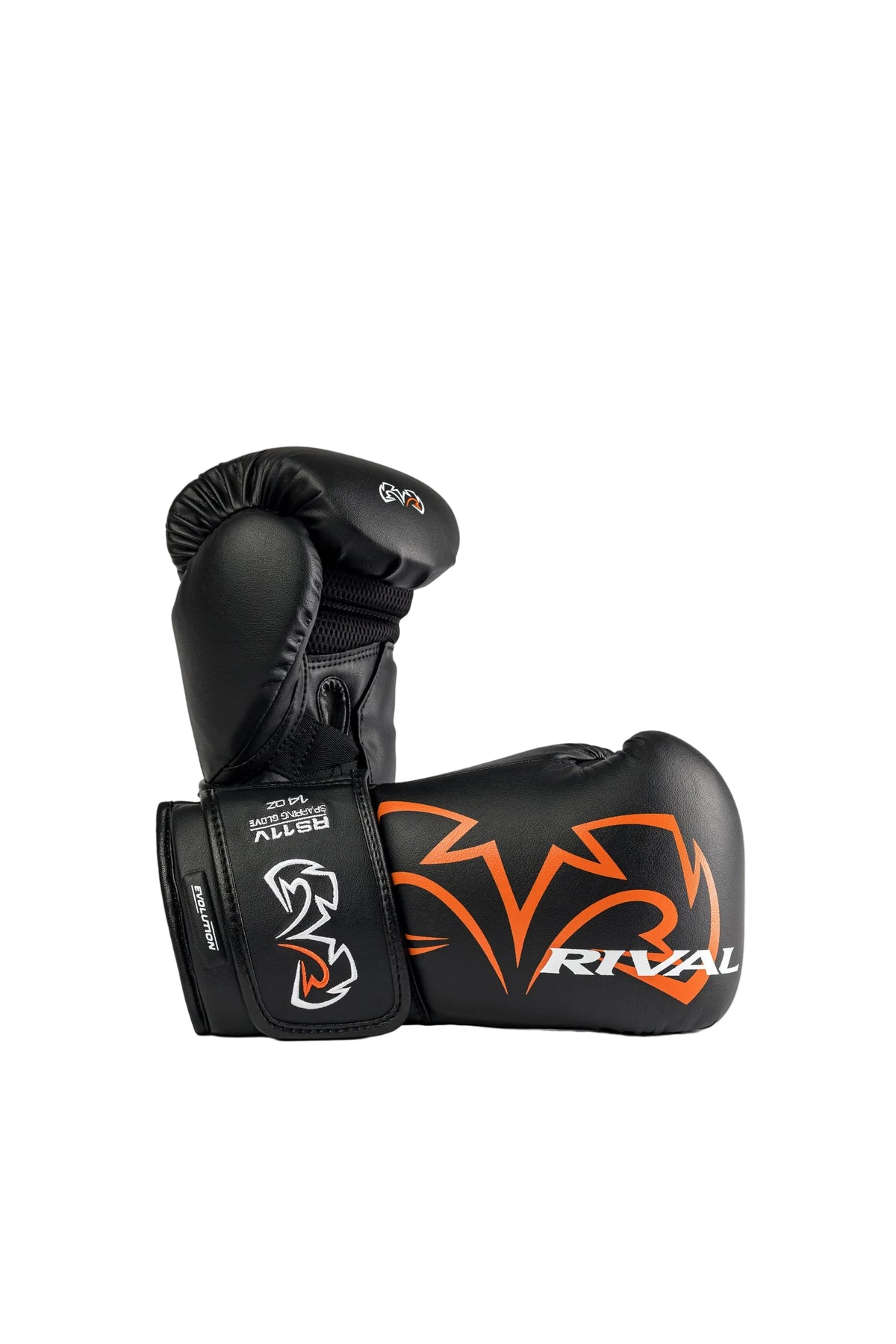 Rival RS11V Evolution sparring gloves black front view - Fitness Hero