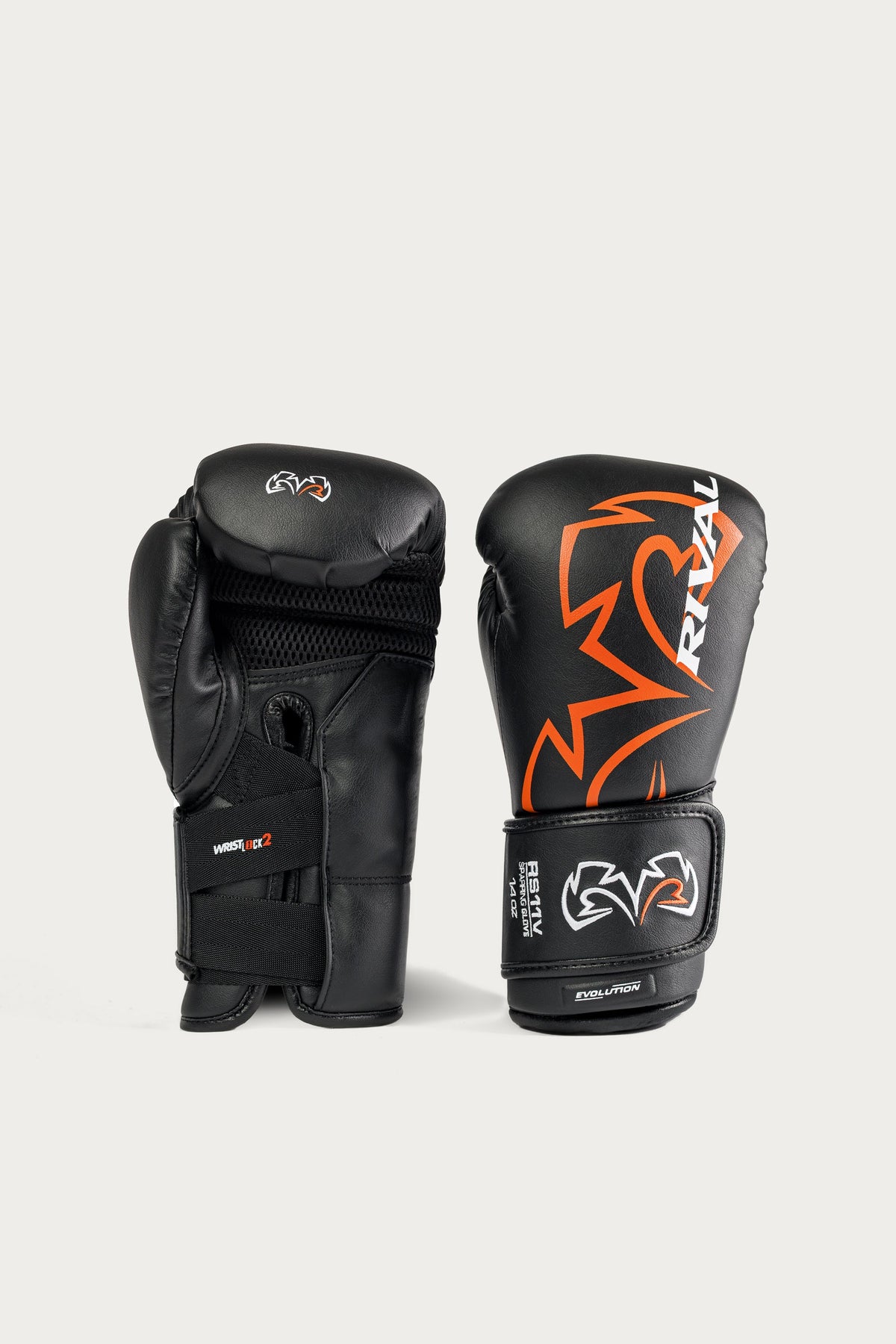 Rival RS11V Evolution sparring gloves black side view showing V-Strap Wrist Lock 2 cuff