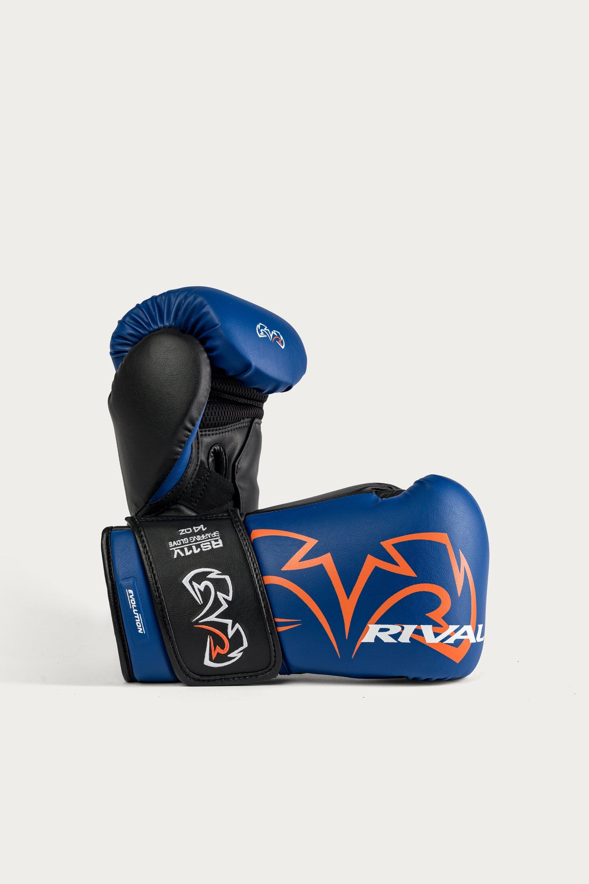 Rival RS11V Evolution sparring gloves blue front view - Fitness Hero