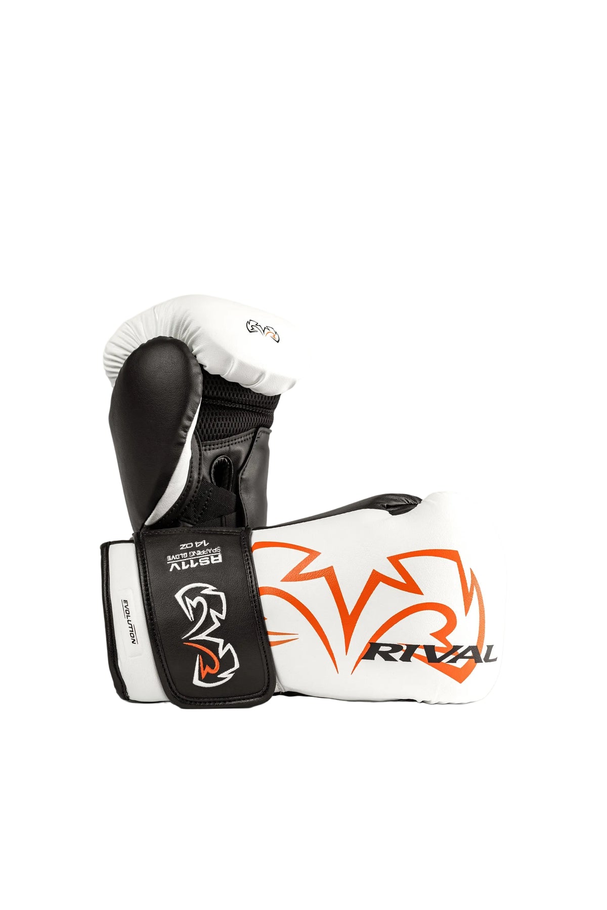 Rival RS11V Evolution sparring gloves white front view - Fitness Hero