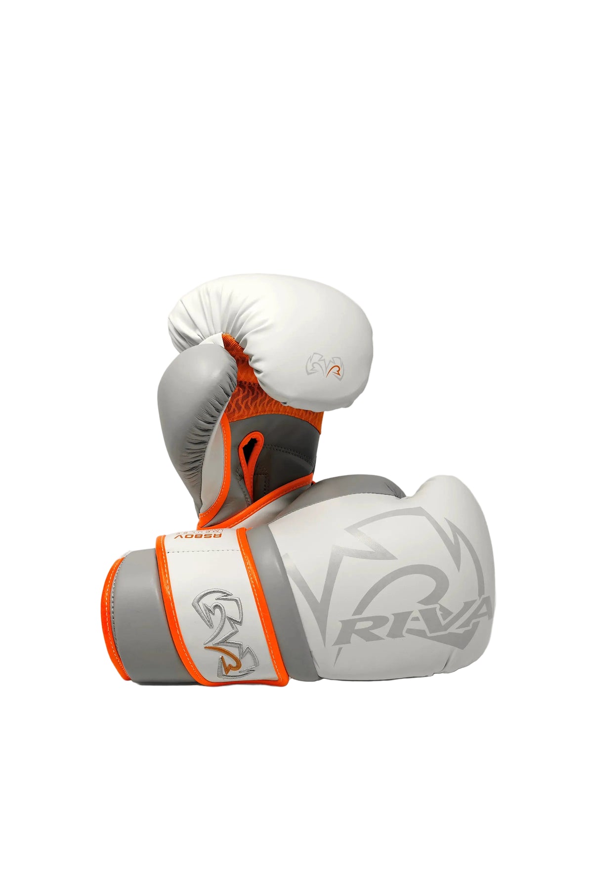 Rival RS80V Impulse sparring gloves white and orange front view - Fitness Hero