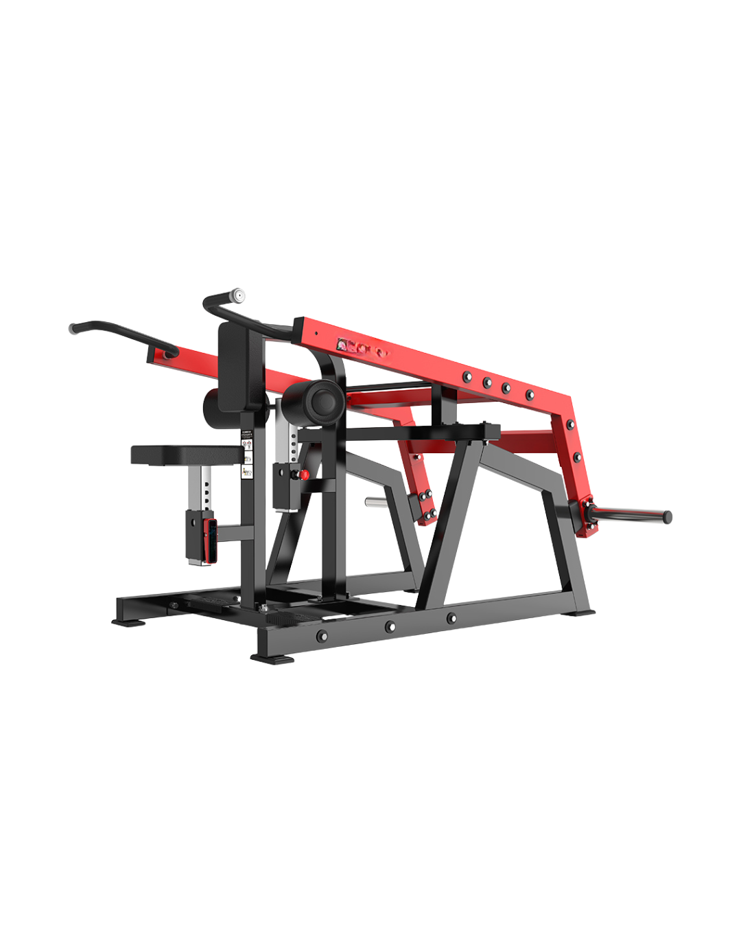 Commercial plate-loaded seated dip machine with Olympic compatibility