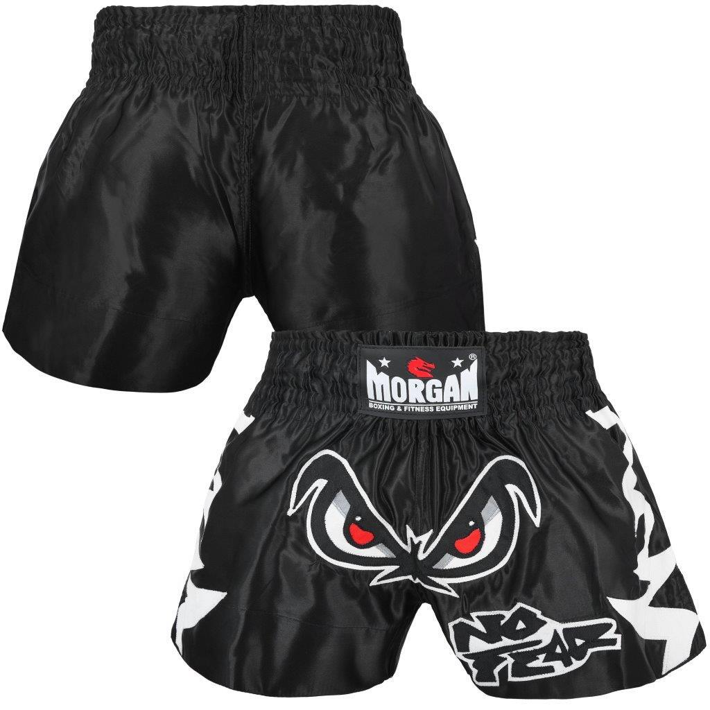 Morgan Fearless Muay Thai shorts in black, front view