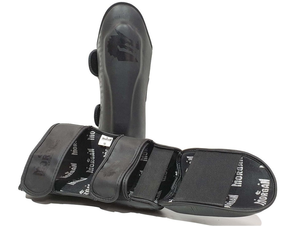 Morgan B2 Bomber leather sparring shin and instep guards, pair