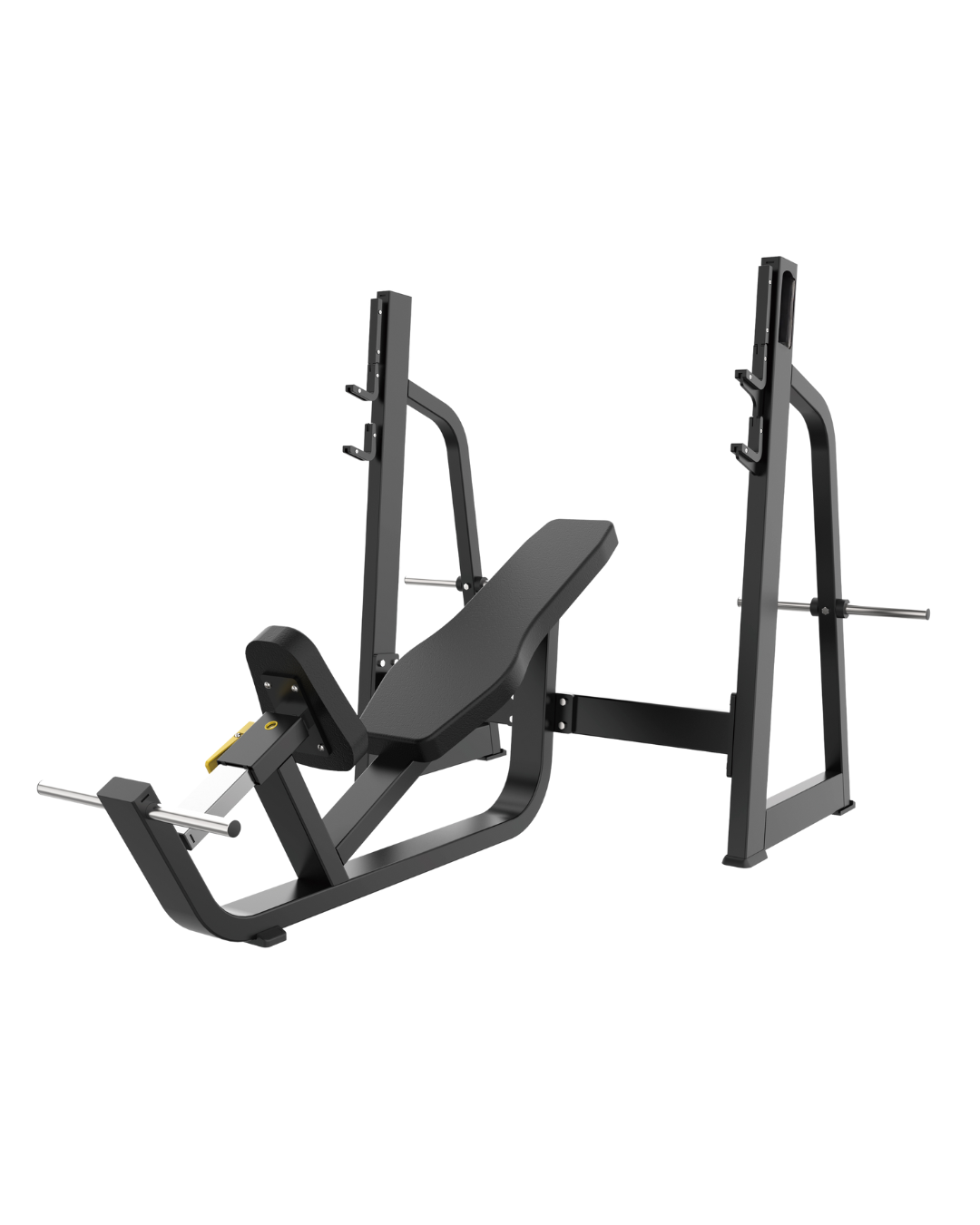 Synergy Series Olympic incline bench press - bar catches and plate storage