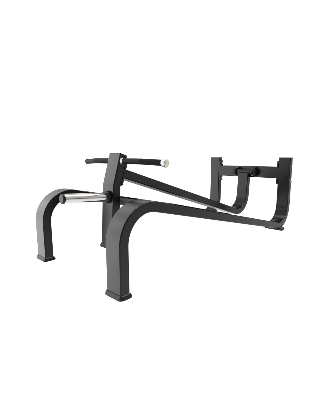 Synergy Series Standing Incline T-Bar Row - commercial plate-loaded back station with rear-pivot lever, rubber-grip T-handle and Olympic plate sleeve, matte black