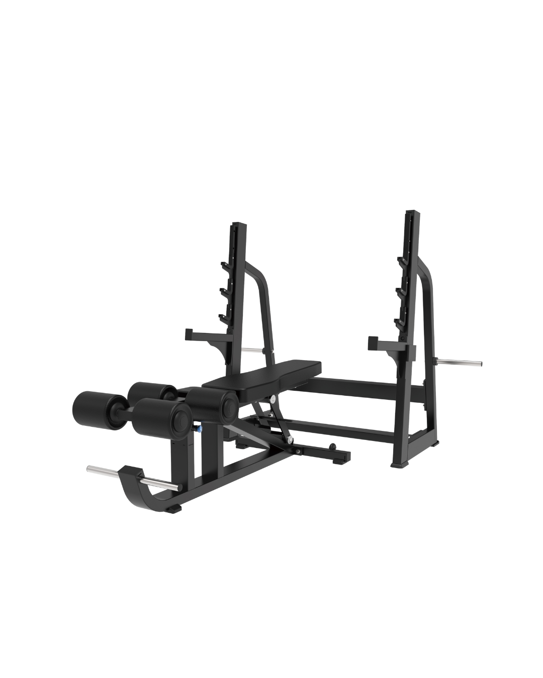 Synergy Series FID bench press - adjustable bar hooks and leg roller