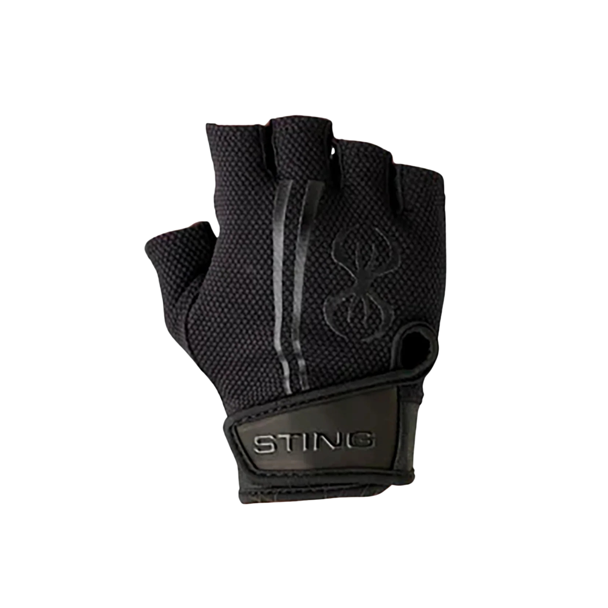 Black training gloves with reinforced palm, finger panels and hook-and-loop wrist closure.
