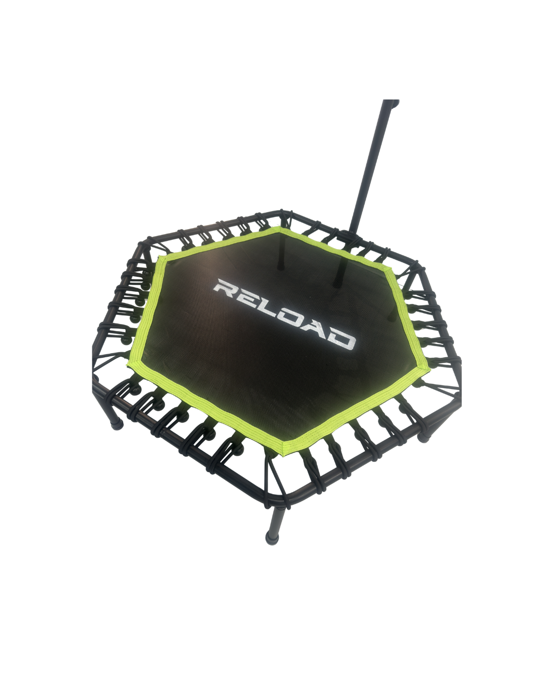 Reload hex rebounder trampoline with handlebar for cardio training