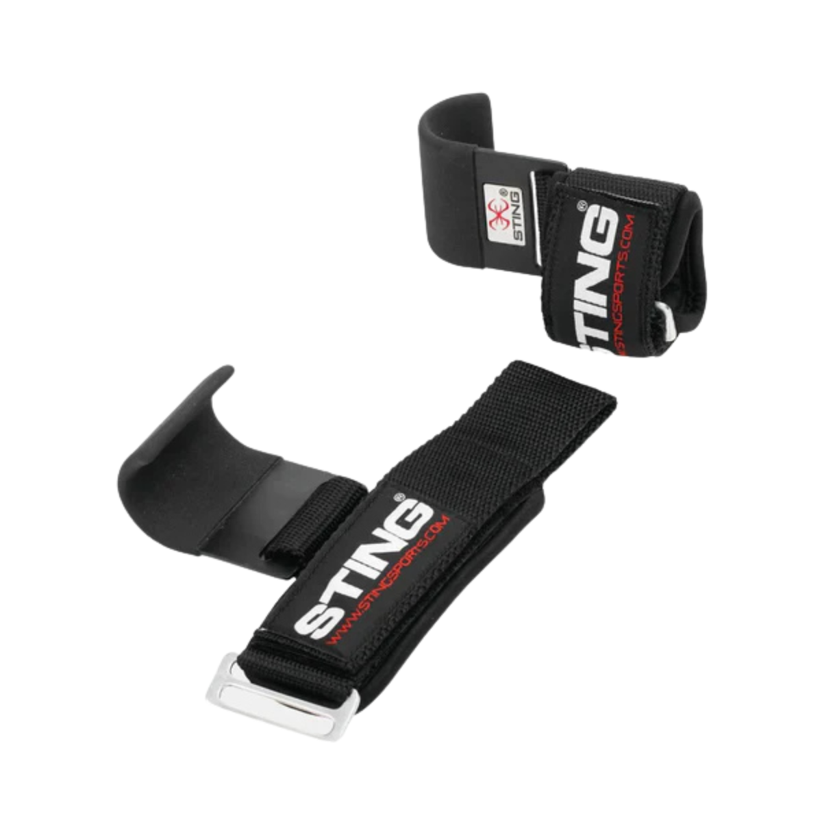 Sting Power Pro lifting hooks with neoprene wrist support and steel hook for heavy weight training and grip assistance
