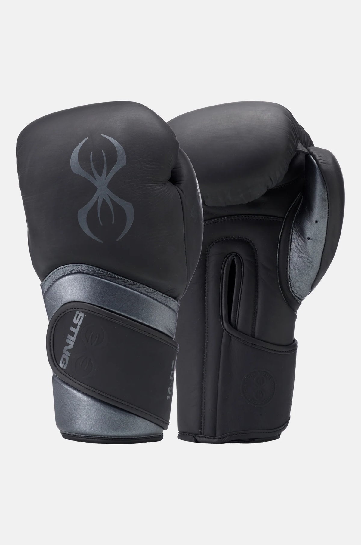 sting viper x velcro boxing gloves black grey sparring