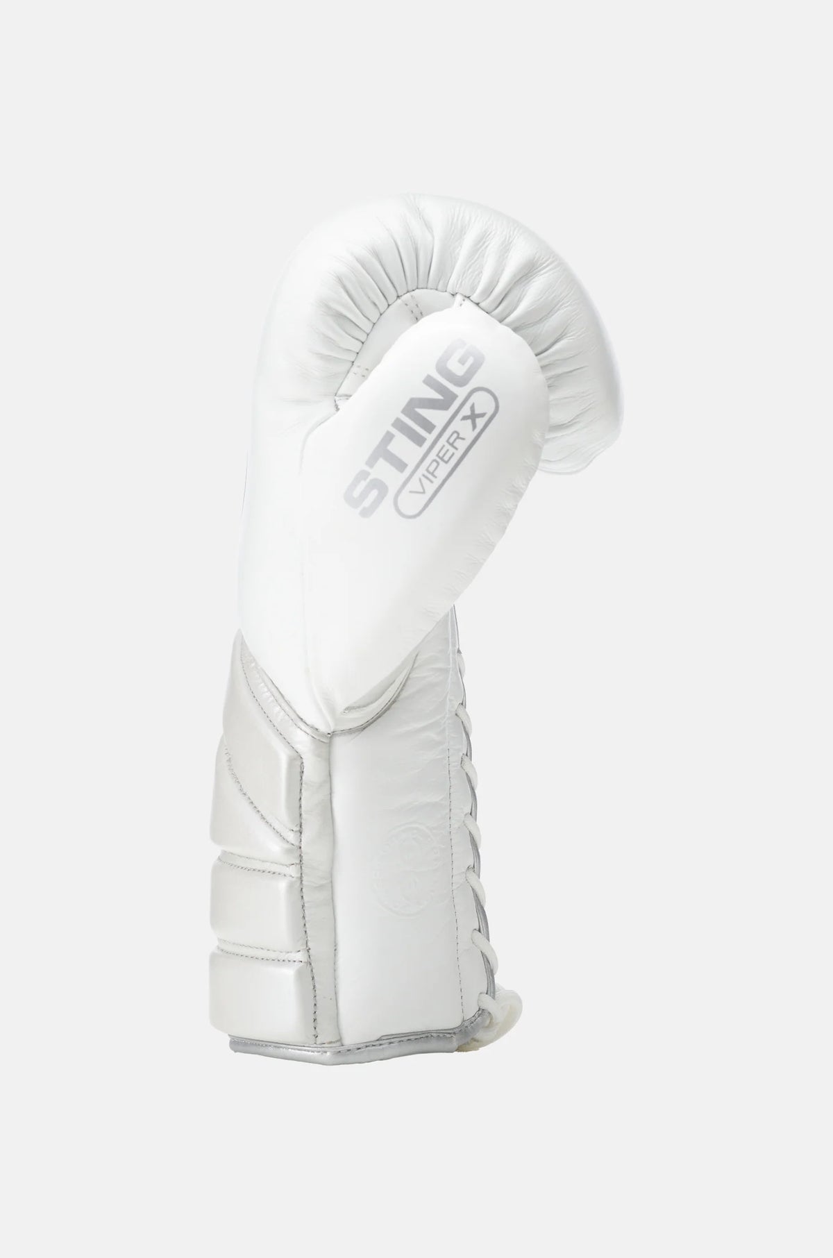 sting viper x lace up boxing gloves white silver sparring