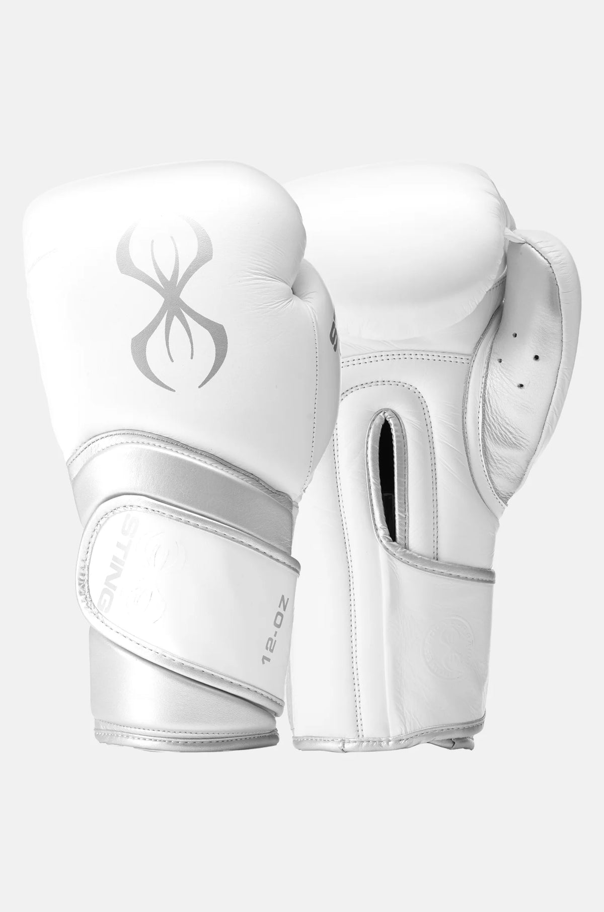 leather boxing gloves velcro wrist support training gloves White And Silver - Sting Viper X