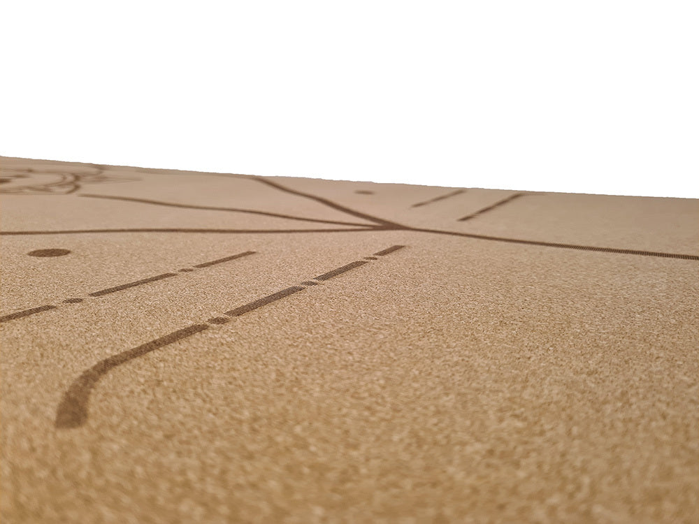 Cork Yoga Mat with Alignment Lines for Yoga & Pilates