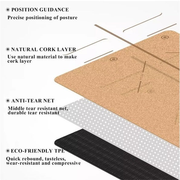 Eco-Friendly Cork and TPE Yoga Mat 6mm Thick - product specifications