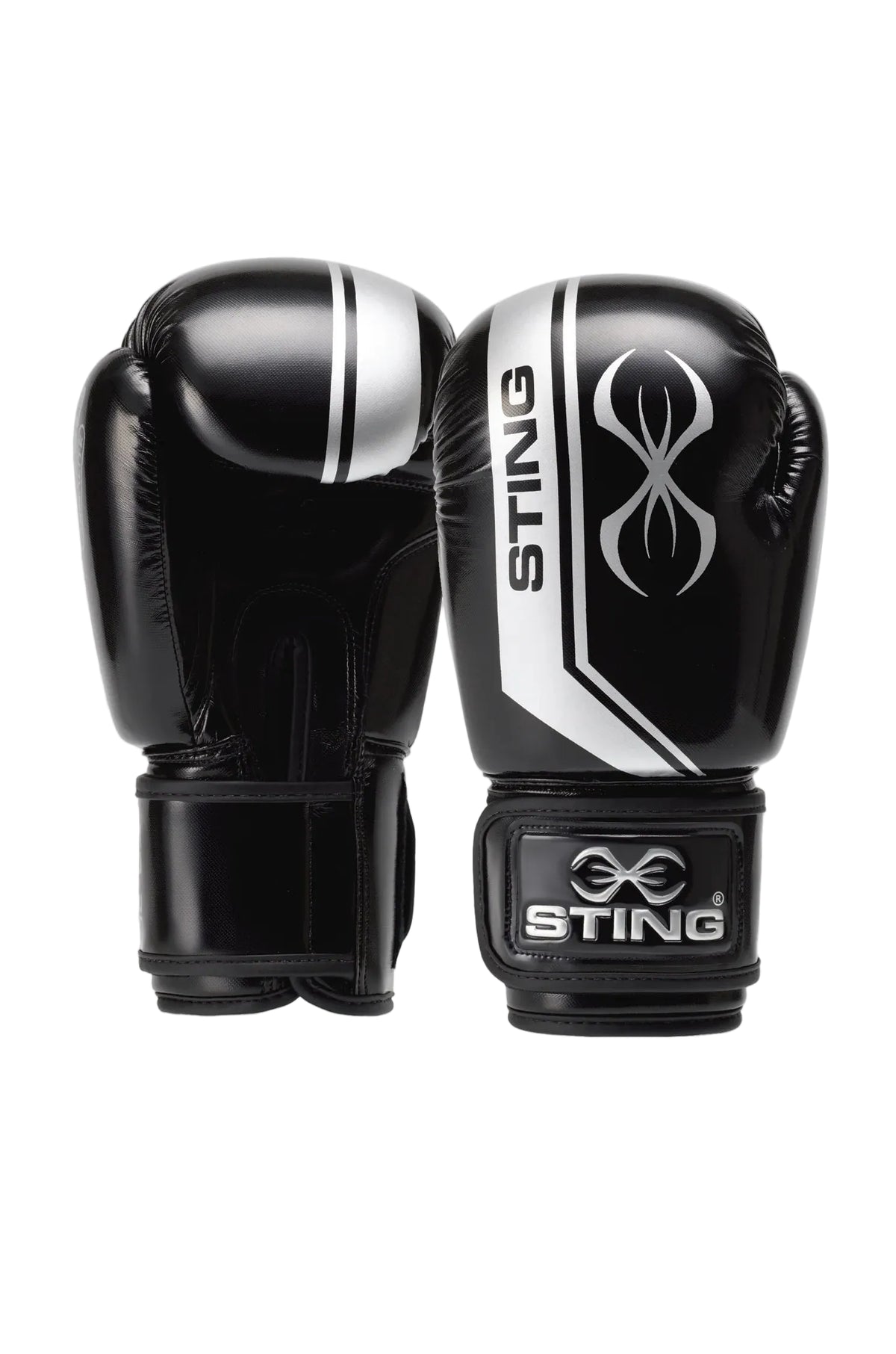 sting armalite boxing gloves black silver training gloves