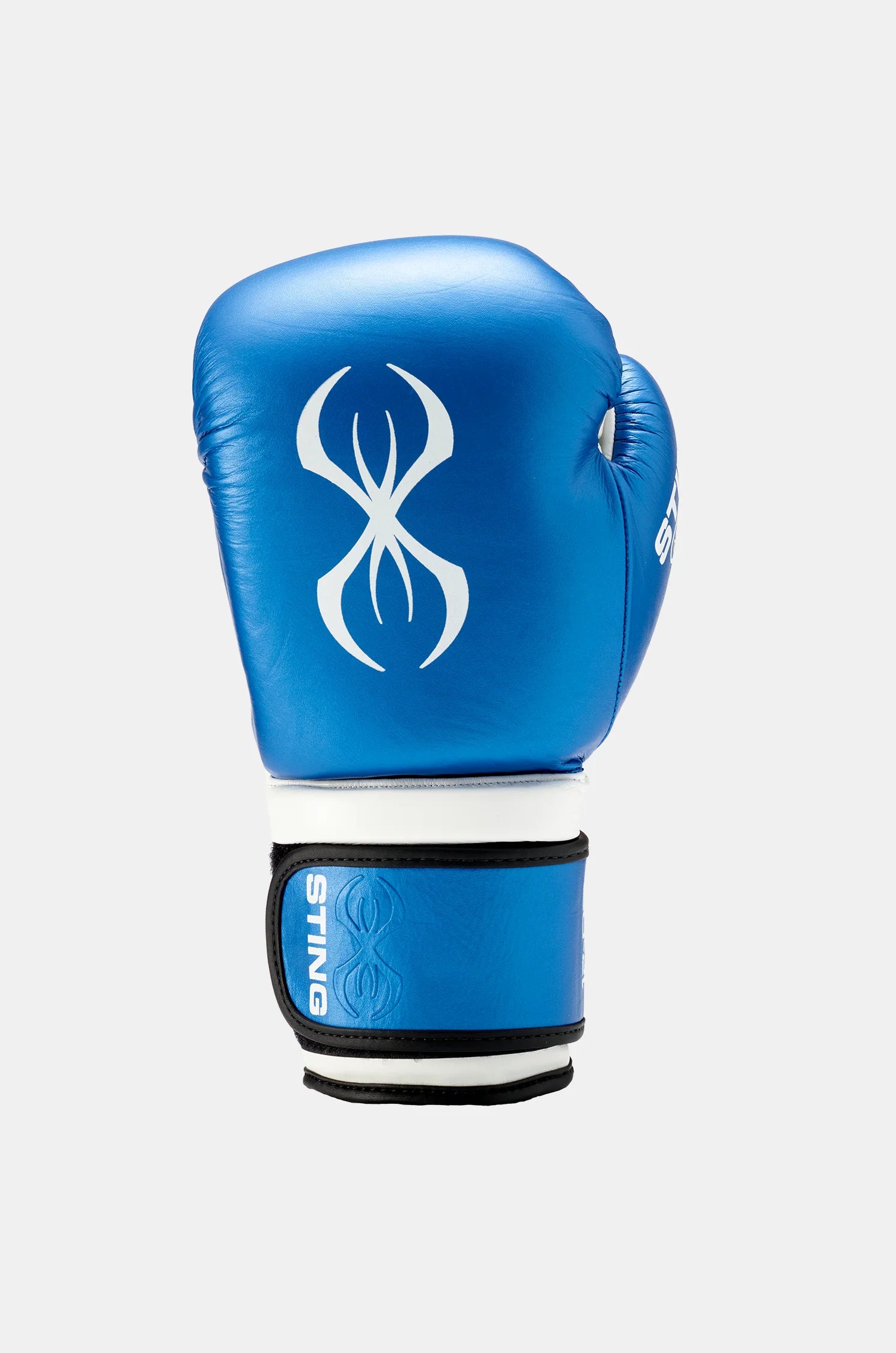 sting armapro boxing gloves white blue leather training