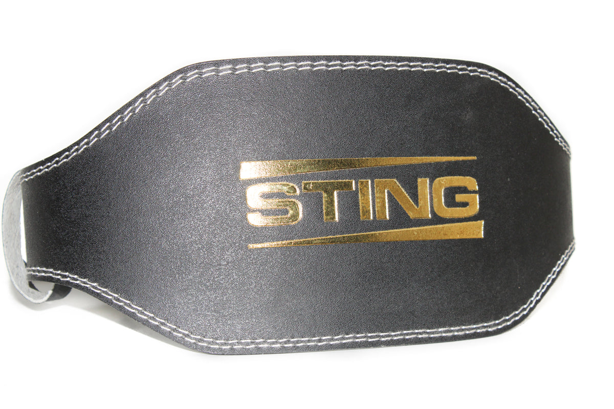 Black 6-inch suede leather lifting belt with double-prong stainless steel buckle and padded back support.