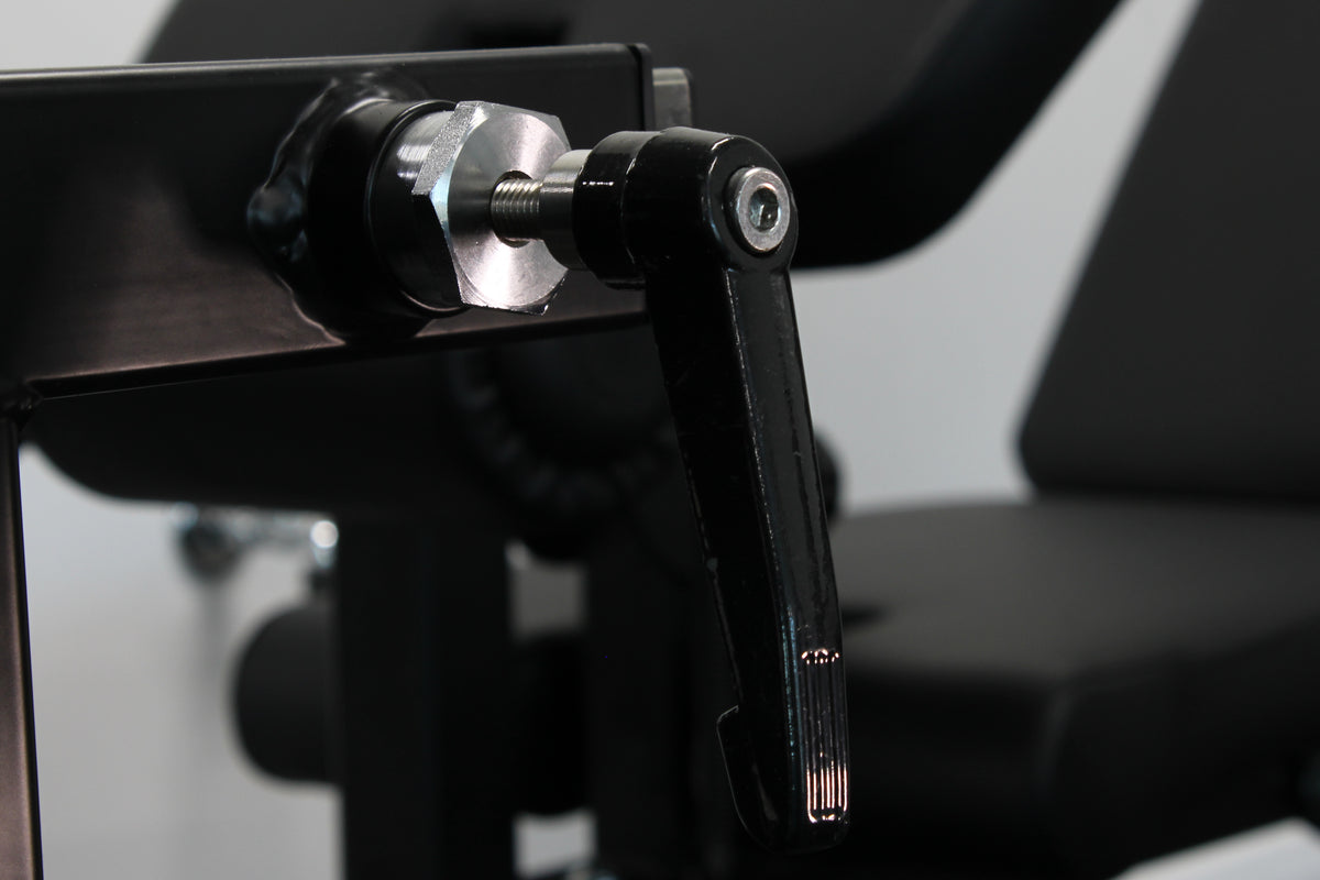 Dominator Glute Ham Developer GHD Machine - commercial grade black steel frame with adjustable ankle rollers and dual hip pads