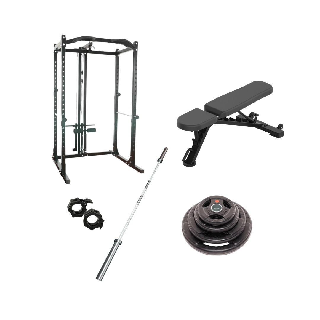 Endurance Pro Lat Power Rack &amp; Bench Package - Fitness Hero