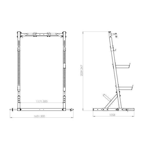 Max Strength V2 power rack with 60×60 steel frame and 26mm holes