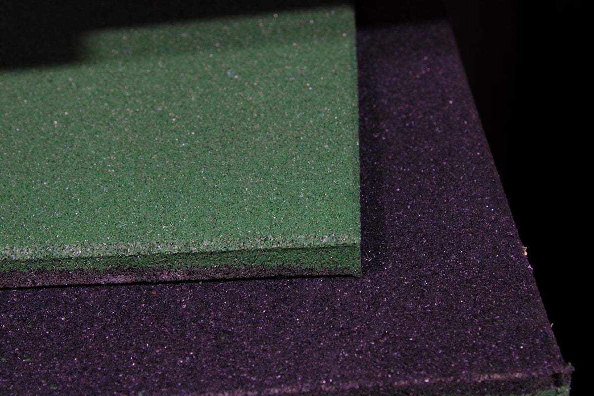 Close-up of a green rubber mat with a textured surface