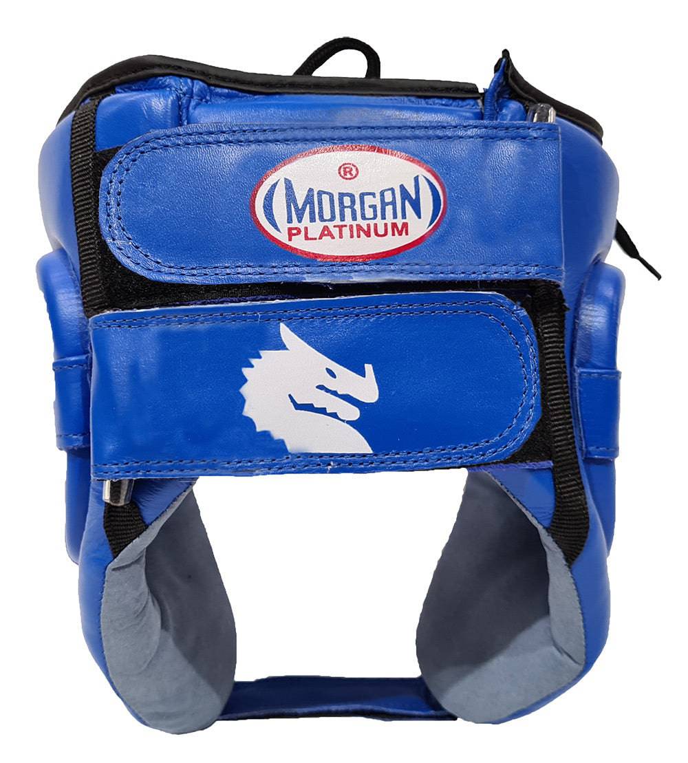 Morgan Platinum Open-Face Leather Head Guard Blue