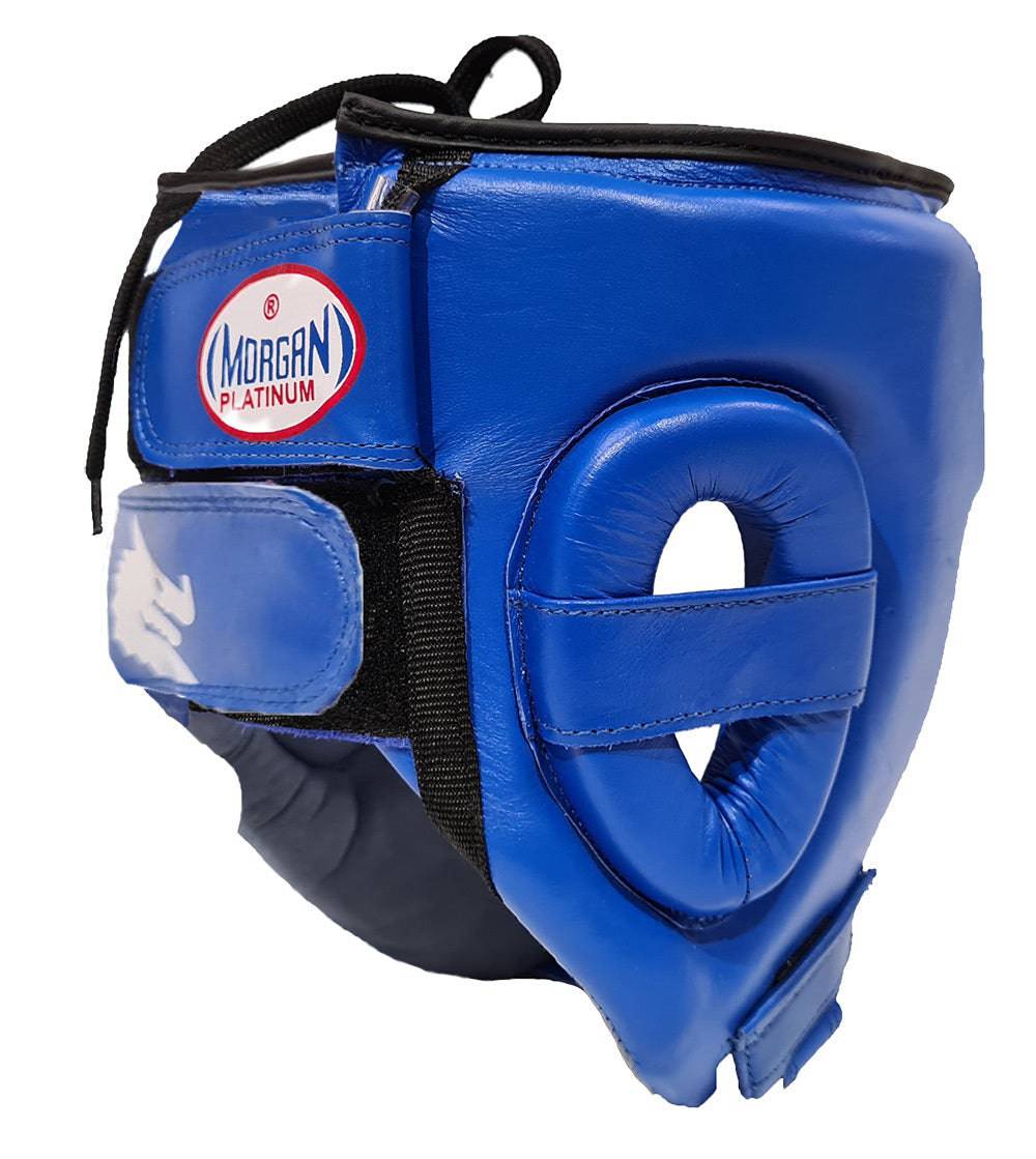 Morgan Platinum Open-Face Leather Head Guard Blue