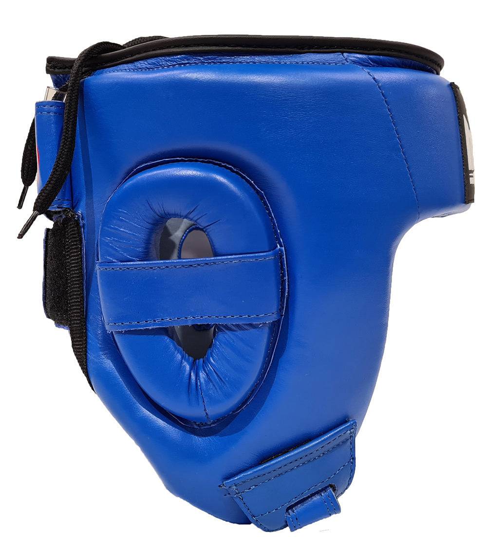 Morgan Platinum Open-Face Leather Head Guard Blue