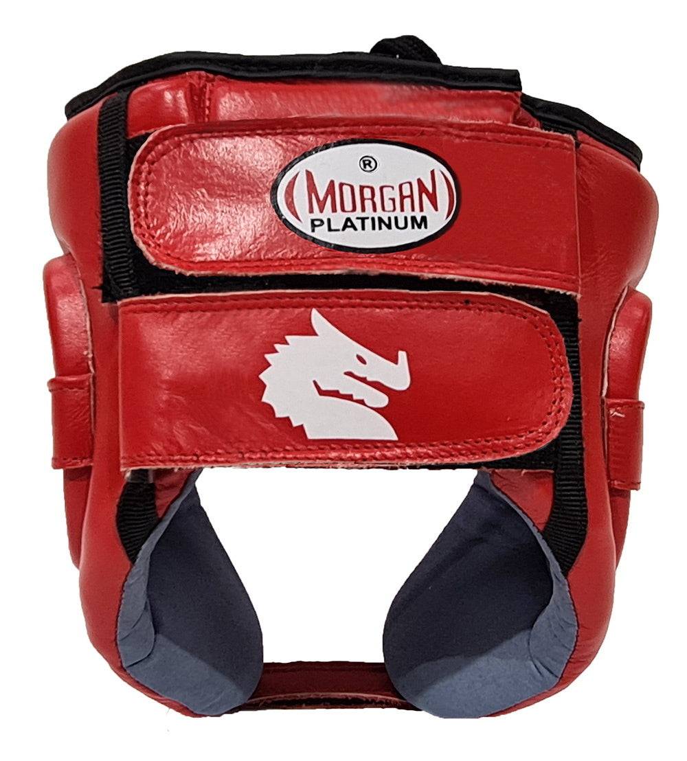 Morgan Platinum Open-Face Leather Head Guard Red