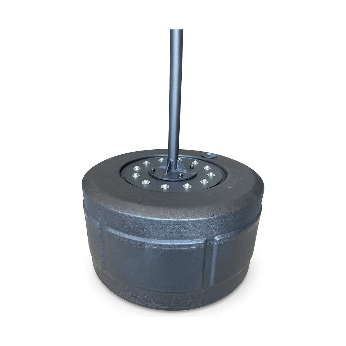 Close-up of the Onyx Cobra HD bolted steel plate mount on the heavy-duty fillable base
