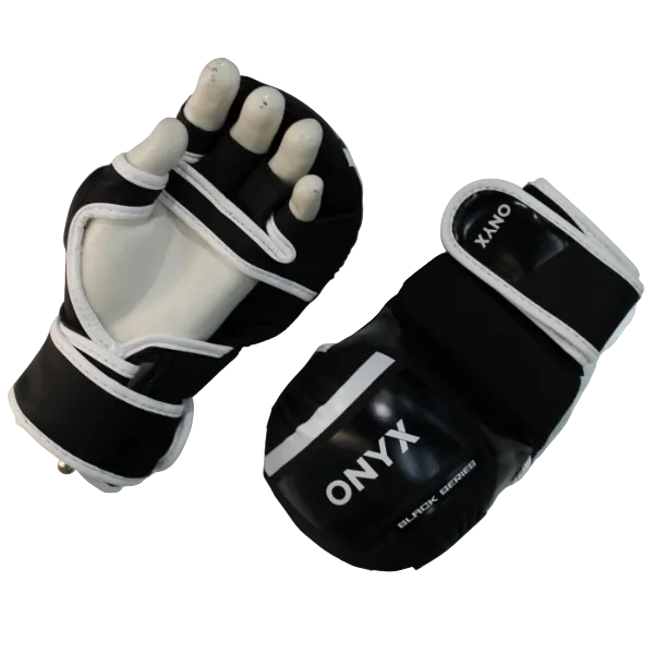 onyx black series mma sparring gloves 8oz open palm small medium large