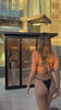 Outdoor infrared sauna interior with Canadian cedar and LED lighting