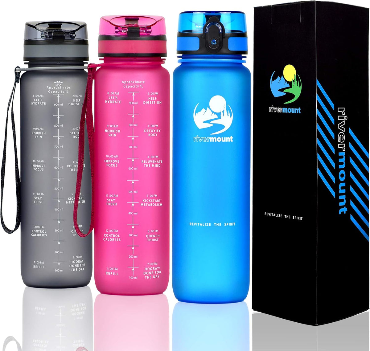 1L Smart Hydration Bottle with time markers