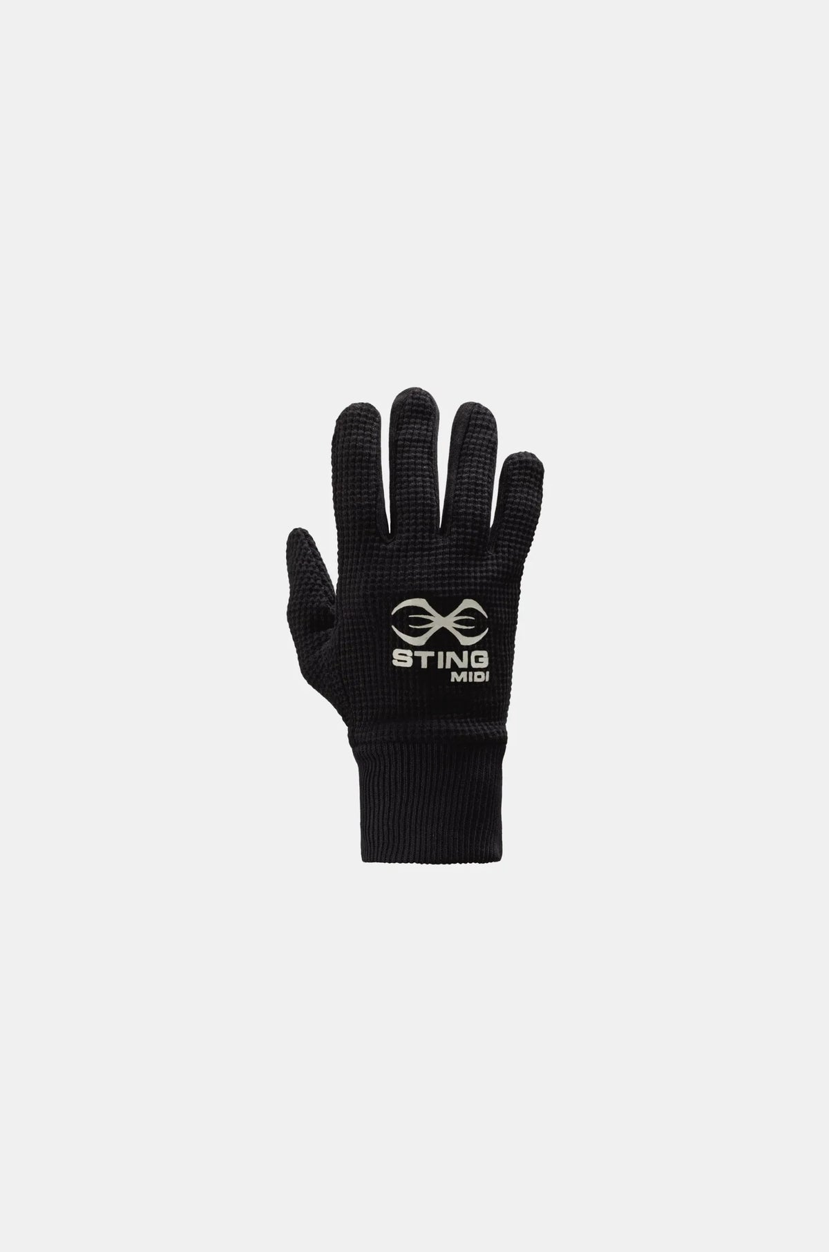 Black inner glove with 'Sting' logo on a white background