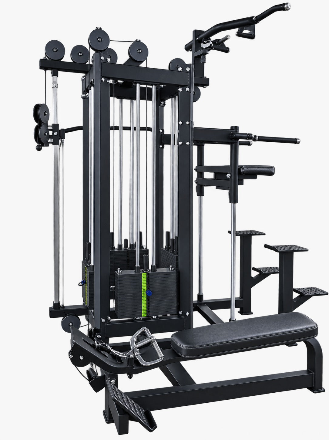 Synergy Series 4 station jungle gym TB66 - side view showing the high pulley tricep station and seated row