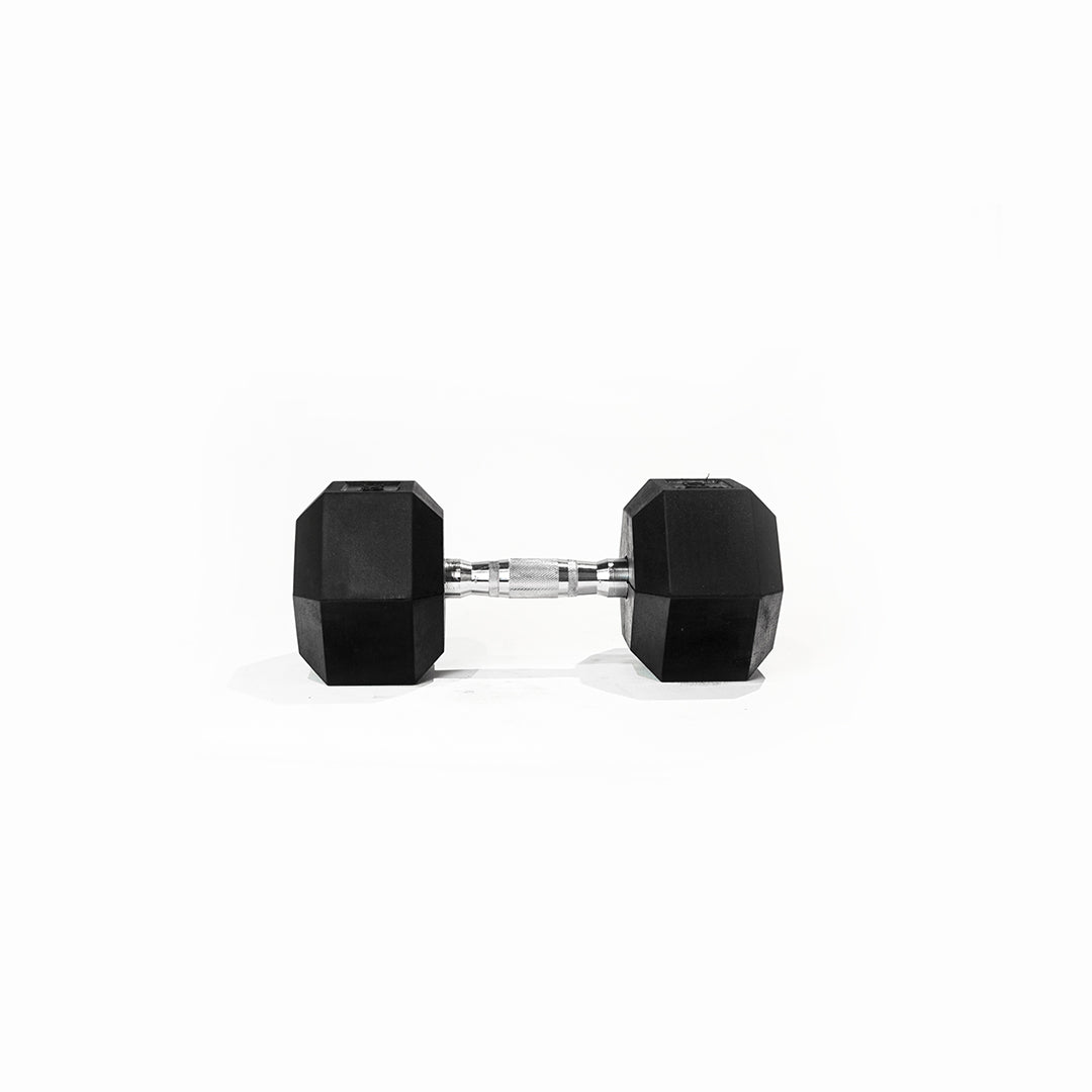 The Fitness hero commercial grade hex dumbbells have a “Class A” rating and are a superior quality above its competitors. Cast iron heads which are further bolted and encased into the rubber to eliminate any spinning &amp; our chrome handles are ergonomically designed with consistent knurling to ensure you have a secure grip.