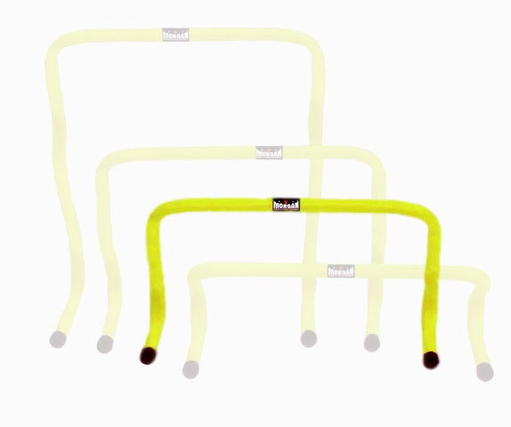 4 different sizes of agility ladder Made from strong high vis yellow PVC Plastic end caps 