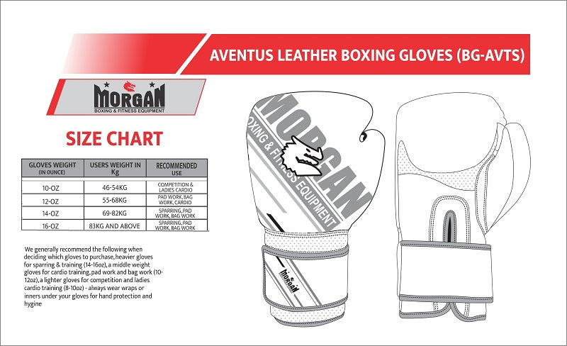 Morgan Aventus Leather Boxing Gloves (10-12-14-16OZ) - Fitness Hero Brand new